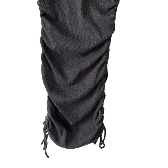 ZARA Small Ruched Ribbed Dress Mini Short Sleeve Dark Gray Short Stretch - Picture 6 of 10